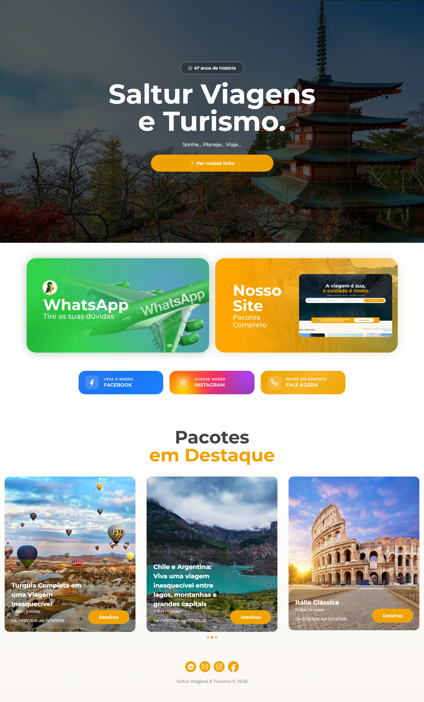 Link bio - Saltur Viagens
